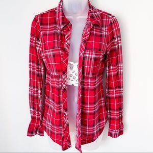 DEREK HEART | Flannel Checkered Button Up Blouse